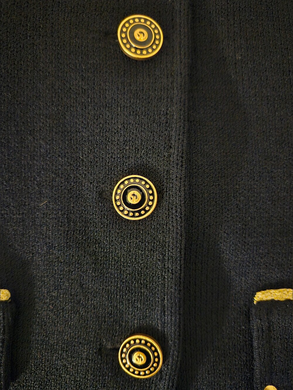 St. John Collection Vintage Santana Knit Blazer with Gold Trim and Button Detail - Picture 5 of 8